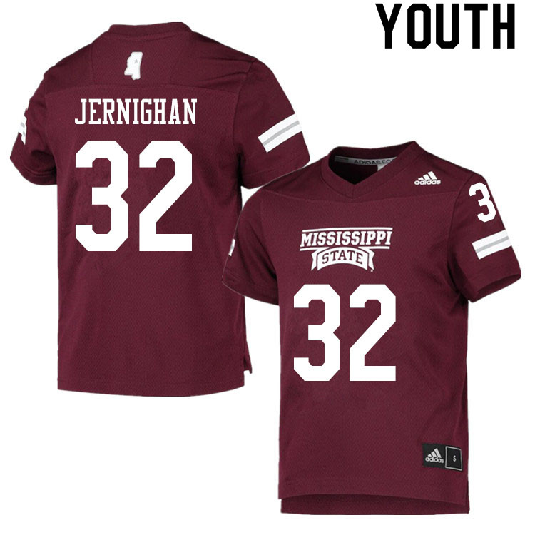 Youth #32 J.J. Jernighan Mississippi State Bulldogs College Football Jerseys Sale-Maroon